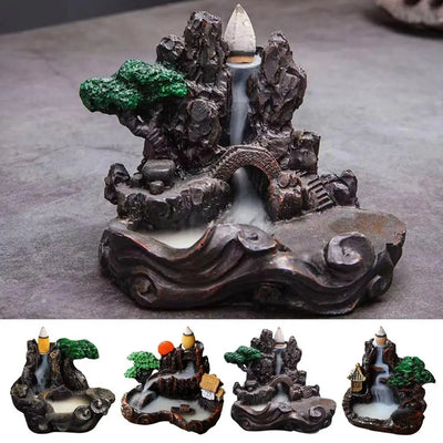 Home Backflow Incense Burner Resin Table Fragrance Backflow Aroma Buddha Censer Holder Incense Burner Halloween Teahouse Decor