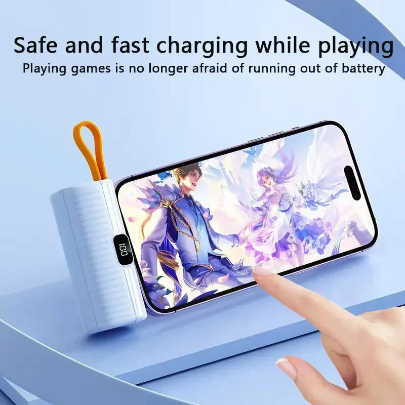 New 50000mAh Mini Power Bank Built in Cable PowerBank Digital display External Battery Portable Charger For iPhone Samsung