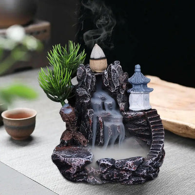 Home Backflow Incense Burner Resin Table Fragrance Backflow Aroma Buddha Censer Holder Incense Burner Halloween Teahouse Decor