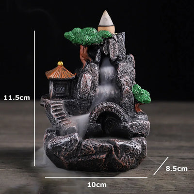 Resin Incense Burner Backflow Aromatherapy Smoke Mountain River Waterfall Home Decoration Incense Burner Rack