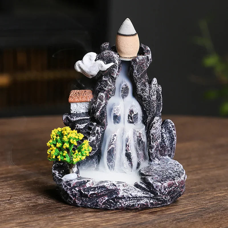 New Backflow Incense Holder Waterfall Incense Burner Home Decor Aromatherapy Ornament Incense Cones with Backflow Incense Cones