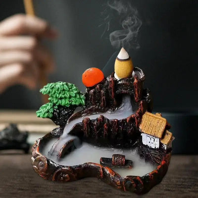 Home Backflow Incense Burner Resin Table Fragrance Backflow Aroma Buddha Censer Holder Incense Burner Halloween Teahouse Decor