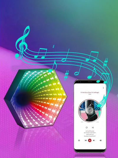 New Ambient Night Light Smart APP Control 3D Hexagonal Mirror Tunnel Lamps Music Rhythm Pickup Lights   Game Room Decoration