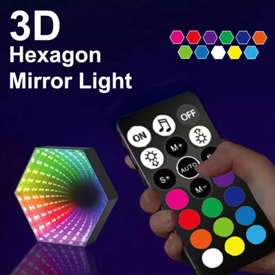 New Ambient Night Light Smart APP Control 3D Hexagonal Mirror Tunnel Lamps Music Rhythm Pickup Lights   Game Room Decoration