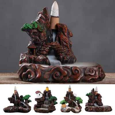 Home Backflow Incense Burner Resin Table Fragrance Backflow Aroma Buddha Censer Holder Incense Burner Halloween Teahouse Decor