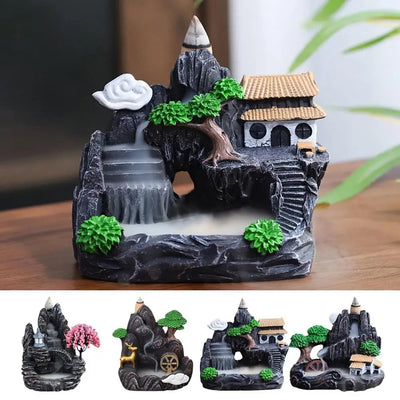 Home Backflow Incense Burner Resin Table Fragrance Backflow Aroma Buddha Censer Holder Incense Burner Halloween Teahouse Decor