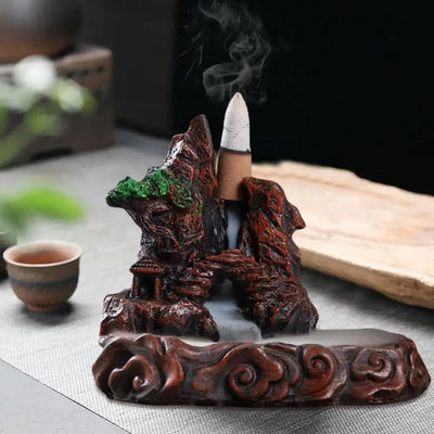 Home Backflow Incense Burner Resin Table Fragrance Backflow Aroma Buddha Censer Holder Incense Burner Halloween Teahouse Decor