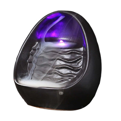 LED Light Incense Burner Gift Waterfall Incent Fragrance Home Decor Incense Cone Holder for Meditation Room Halloween Christmas