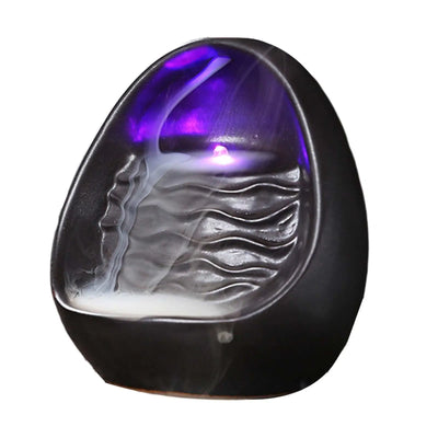 LED Light Incense Burner Gift Waterfall Incent Fragrance Home Decor Incense Cone Holder for Meditation Room Halloween Christmas