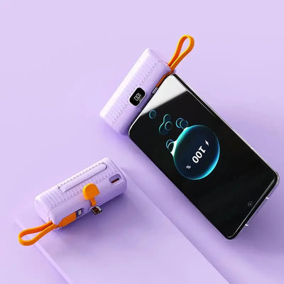 New 50000mAh Mini Power Bank Built in Cable PowerBank Digital display External Battery Portable Charger For iPhone Samsung