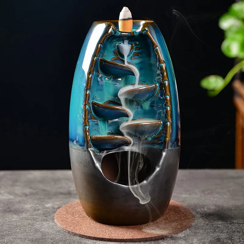 With 50Cones Home Decorations Lucky Feng Shui Ornaments Indoor Aromatherapy Waterfall Backflow Incense Burner